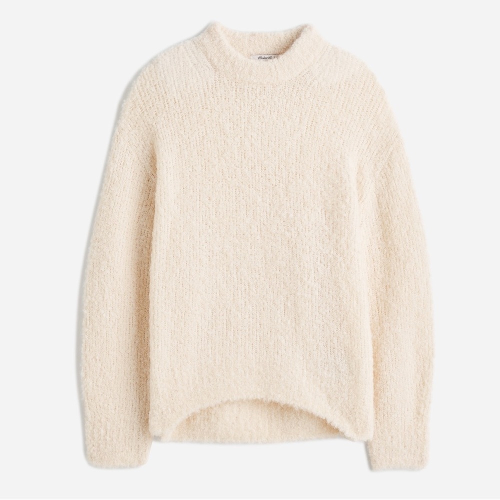NWT Madewell Wool-Alpaca Blend Bouclé-Knit Oversized Sweater Alabaster SZ medium - Picture 4 of 10